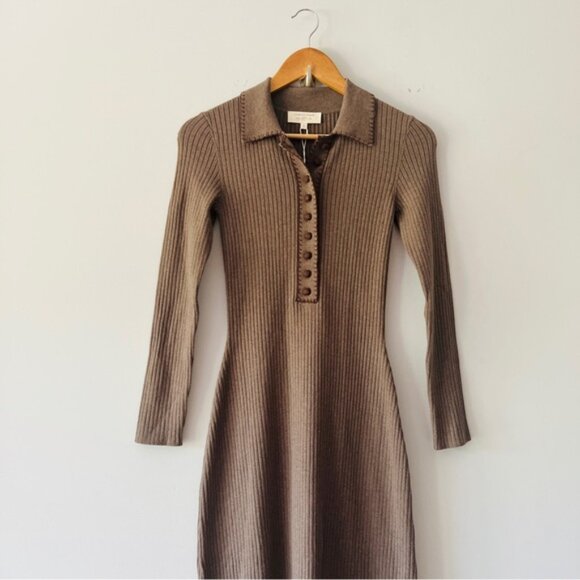New Sezane Leandre Dark Taupe Maxi Dress Size Small - Picture 3 of 8